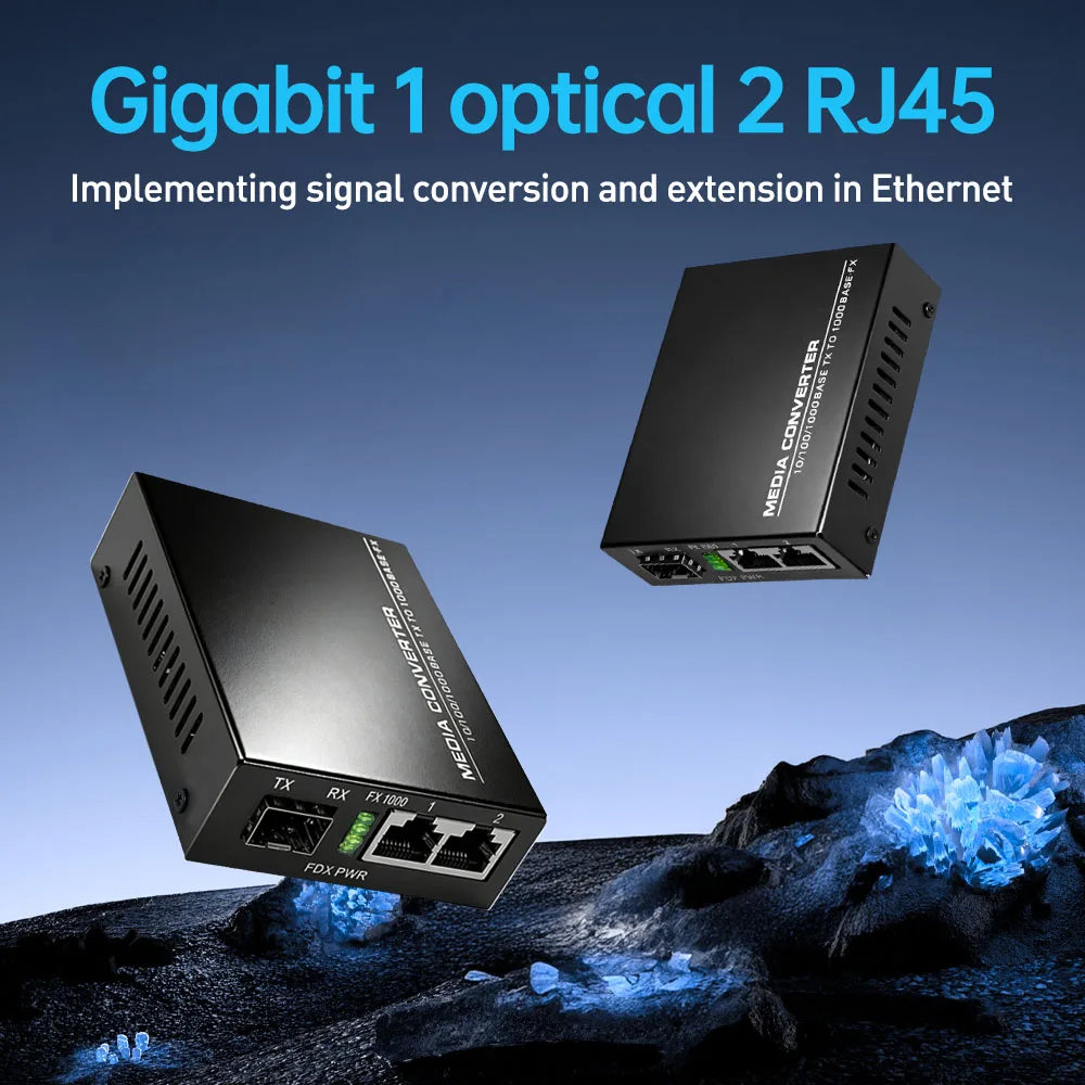 ZoeRax Gigabit Glasfaser-Medienkonverter 1 SFP-Port 2 RJ45-Ports 1,25G SFP LC Multimode-Glasfaser zu Ethernet Transceiver – Detail 8