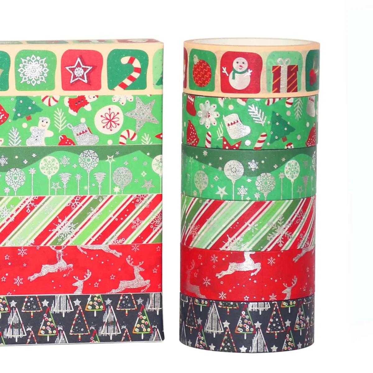 

12 рулонов/коробка, нежная бронзовая лента васи с рождественским узором, подходит для праздничной вечеринки, украшение подарочной коробки своими руками, модная