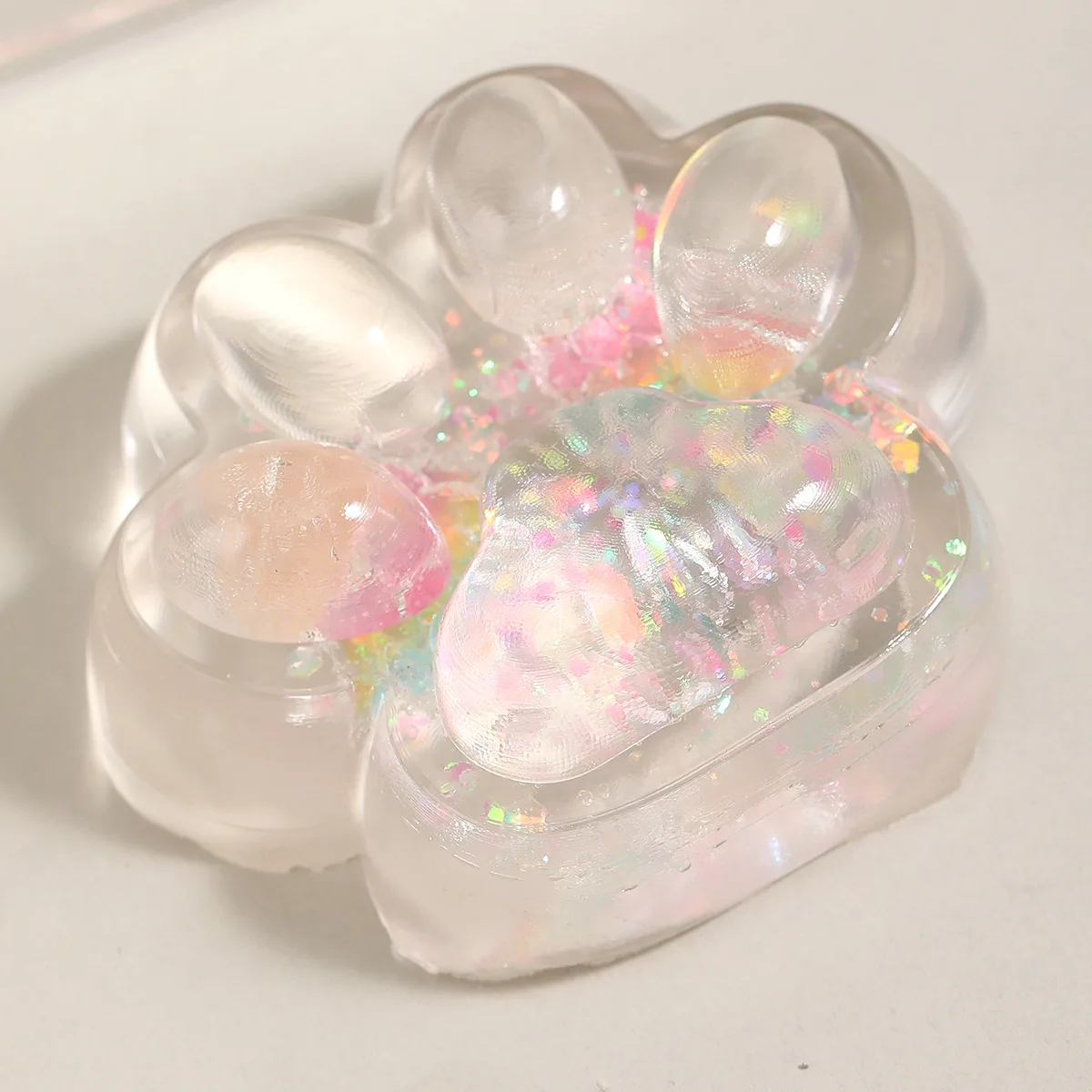 1pcs Transparent Glitter Cat Paw Squeeze Fidget Toy Soft Slow Rebound Stress Relief Pinch Decompression Artifact Creative Gift
