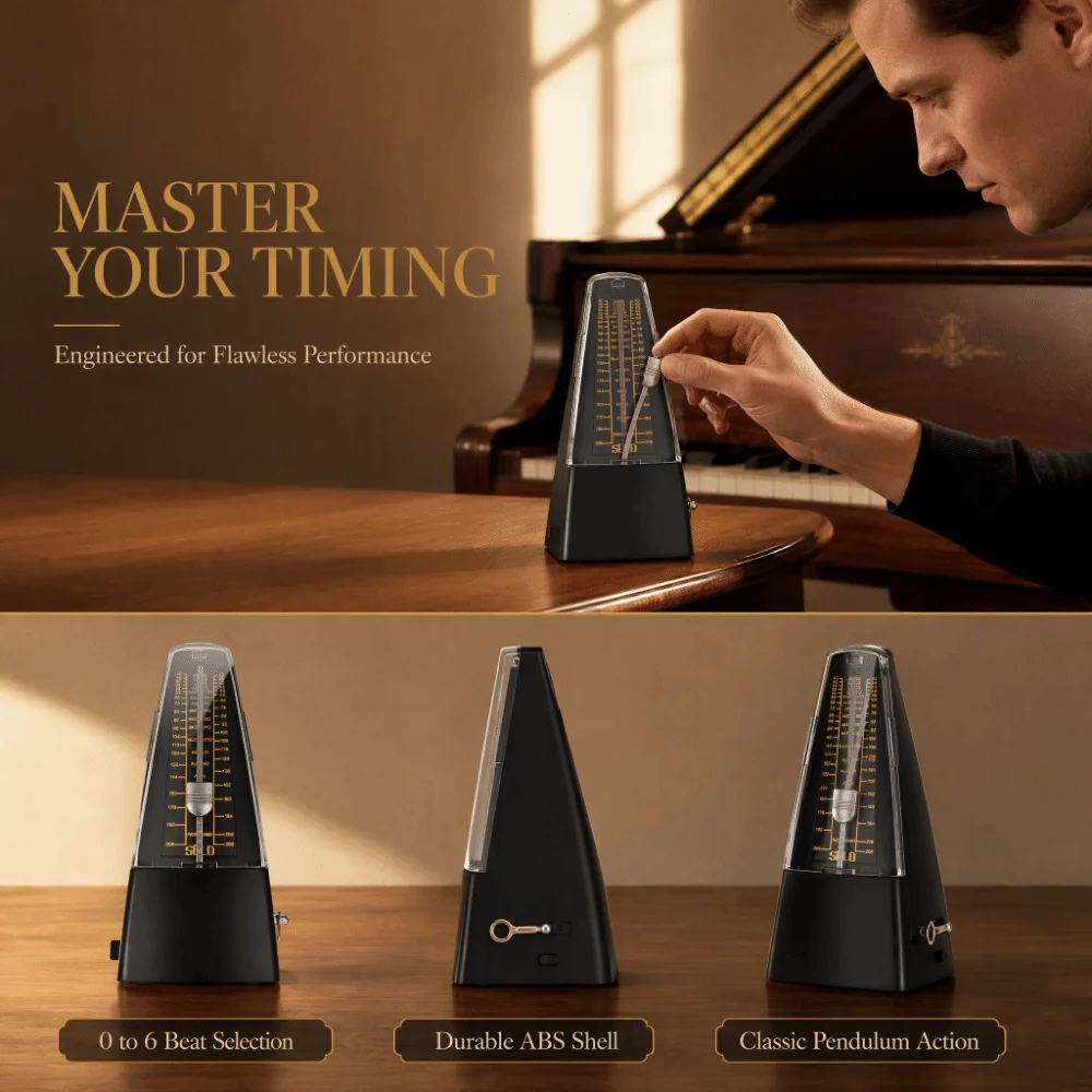 Standard Size Mechanical Metronome High Precision Mechanical Design Universal Metronome Loud Sound Musical Instrument Metronome