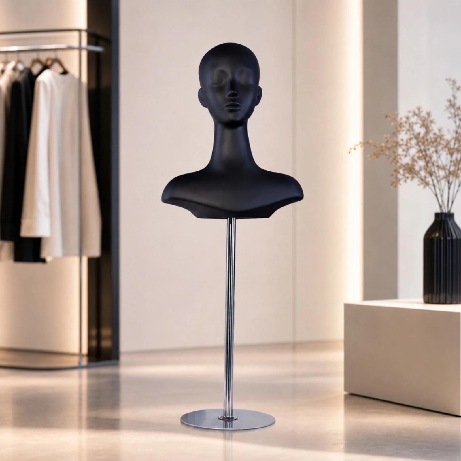 tete-de-mannequin-avec-support-tete-de-mannequin-noire-mate-avec-epaules-taille-reelle-qualite-superieure-pour-bijoutiers-comptoir-de-vente-au-detail-vitrine