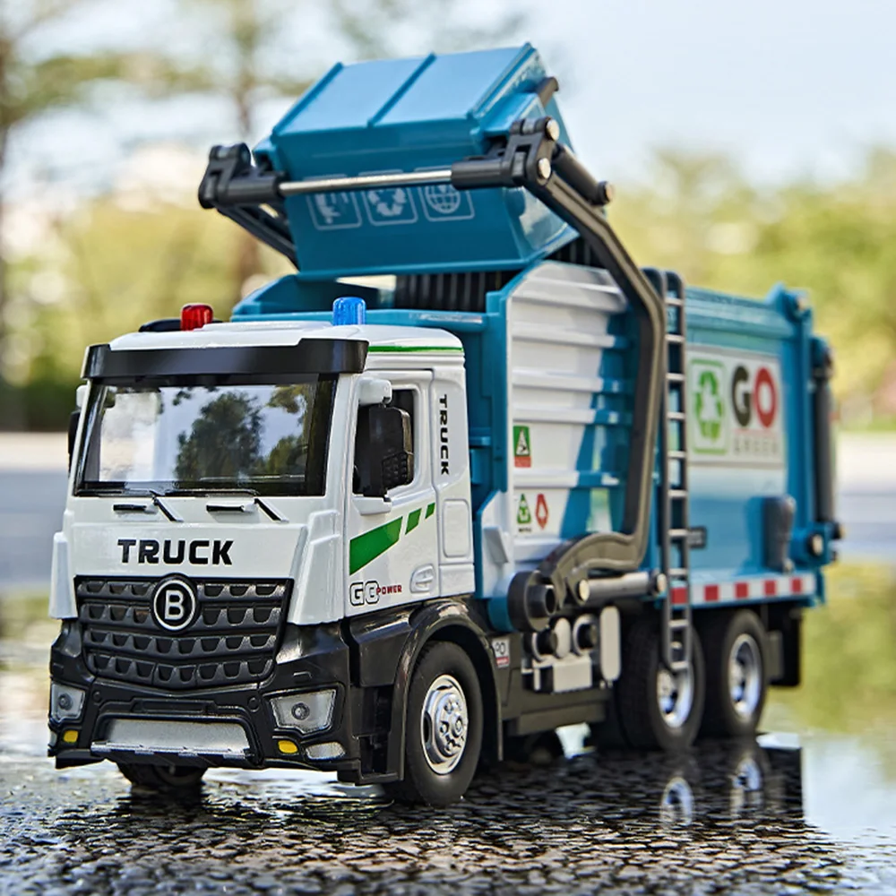 

1:18 электрический санитарный мусоровоз, игрушечные модели автомобилей, свет, звук, миниатюрный автомобиль, двери, открытый автомобиль, детские развивающие игрушки