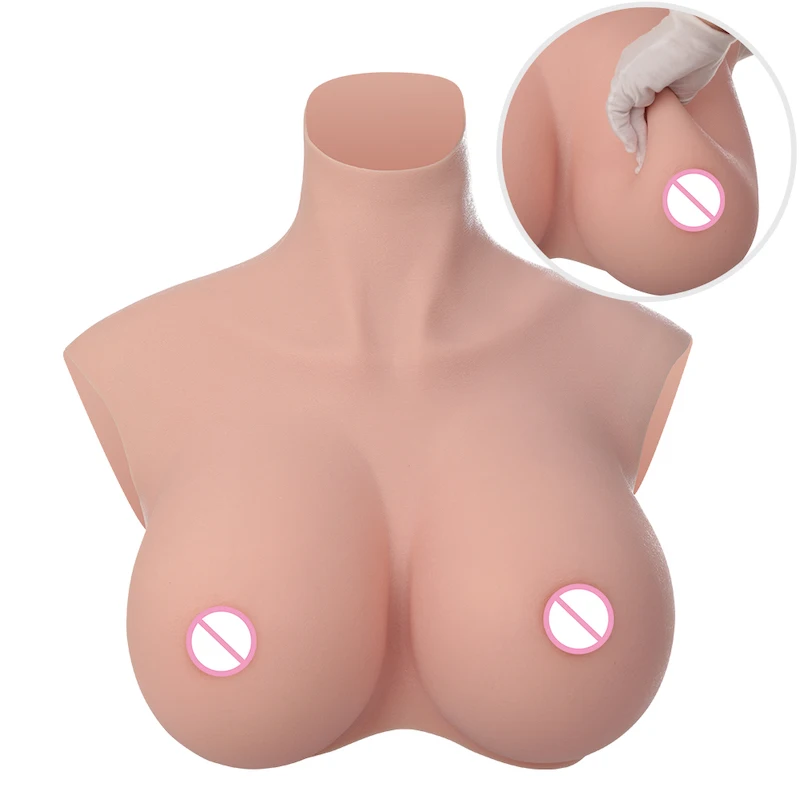 Fake Boobs Silicone Breast Round Neck Forms Sexy Lingerie Fake Tits For Crossdressing Drag Queen Transgender Shemale Cosplay