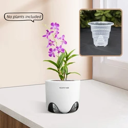 Doniczki na orchidee 10 cm z otworami do odstraszania dwuwarstwowego tworzywa sztucznego naśladuj ceramiczną sadzarkę do orchidei przezroczysta doniczka na orchidee dopasowanie dekoracyjne