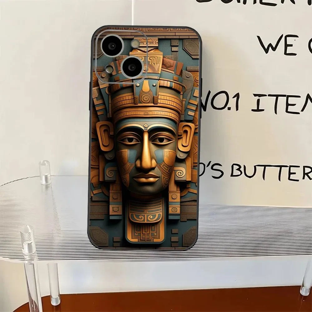 Ancient Totem Pharaoh Phone Case For iPhone 11,12,13,14,15,XS,XR,X,Mini,Pro,Max,Plus Shell