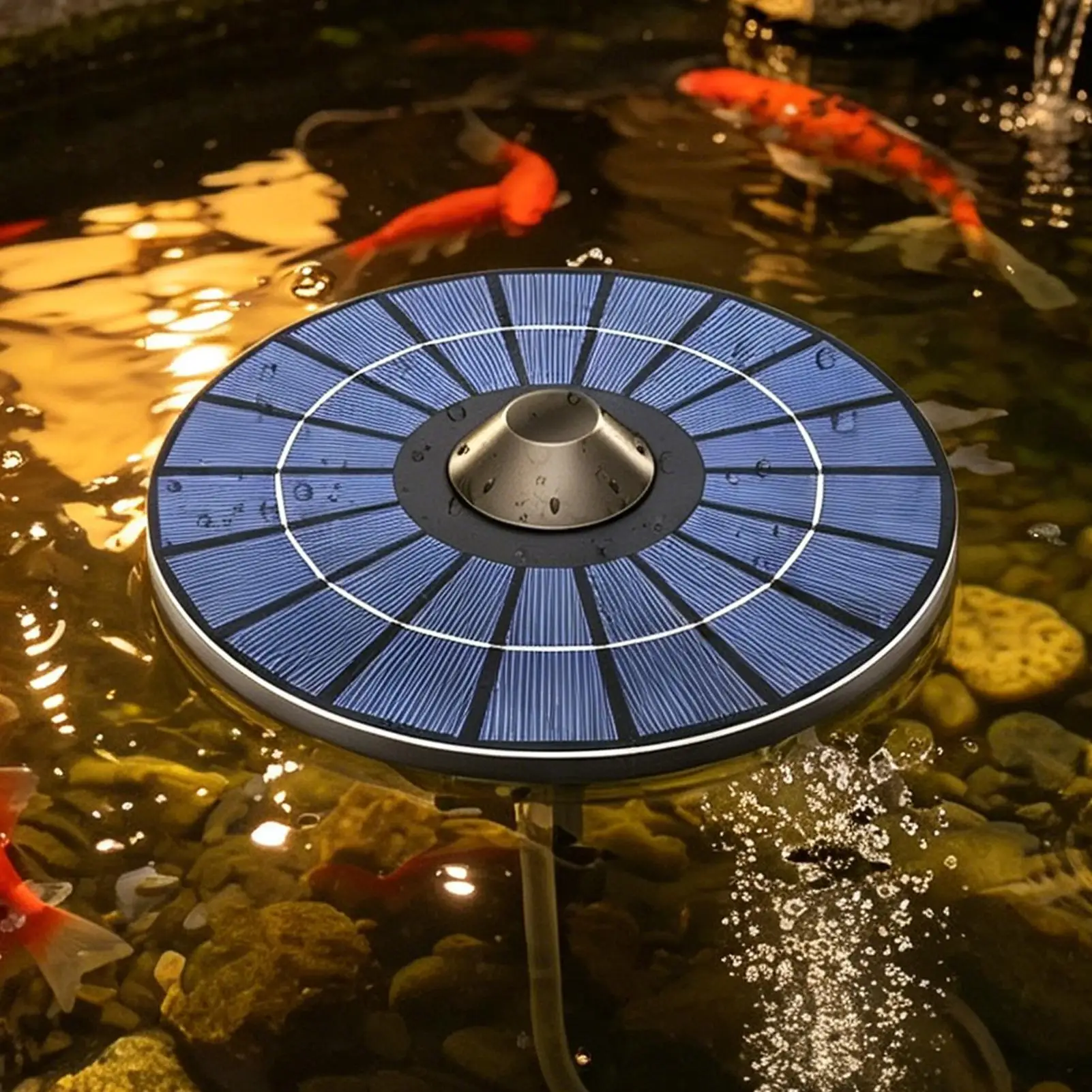 Solar-powered pond aerator pump Aquarium aerator pump With 1.5M hose, air stone Floating Pond Aerator Kit Solar Pool Oxygen Pump