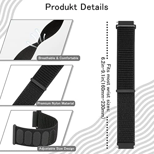 Amazfit Bip 6 5 GTR 4/GTS, 삼성 갤럭시 워치 7 6 5, 화웨이 워치 5 4/GT5 Pro 46mm 호환 20mm 22mm 루프 스트랩 (통기성 밴드)