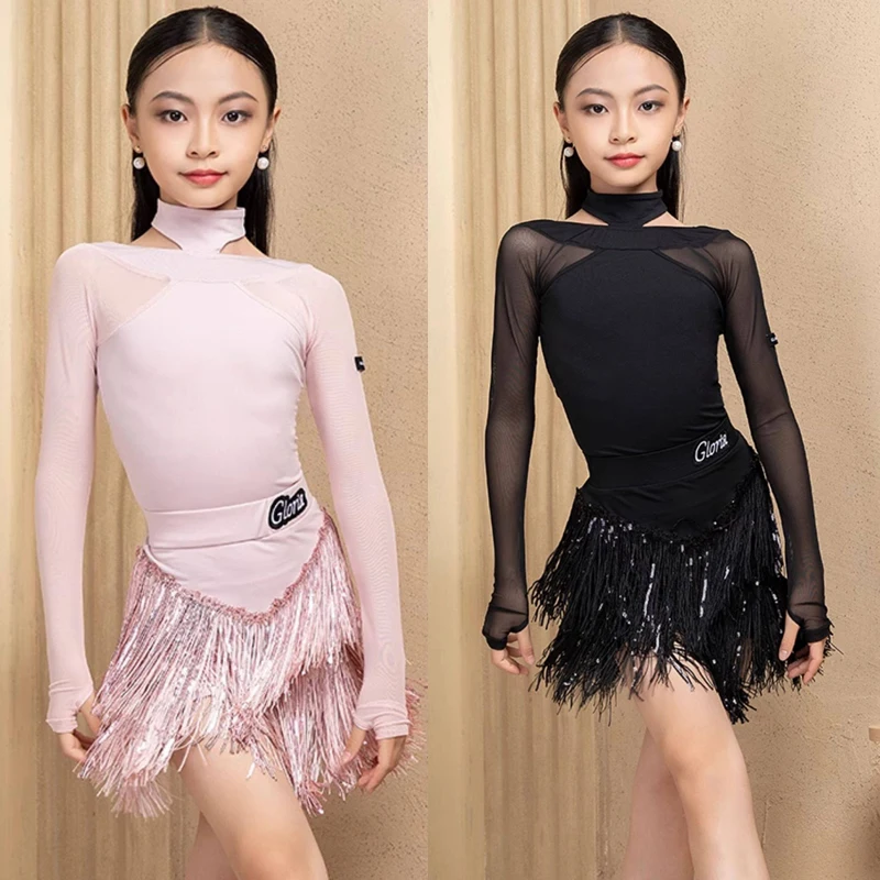 ชุดเต้นรำสำหรับเด็ก ชุดเต้นลาตินสำหรับเด็กผู้หญิง ชุดเดรสแต่งชายครุย ชุดเต้นแซมบ้าสำหรับเด็ก ชุดเต้นบอลรูมสำหรับเด็ก ชุดแสดงบนเวที XS10816