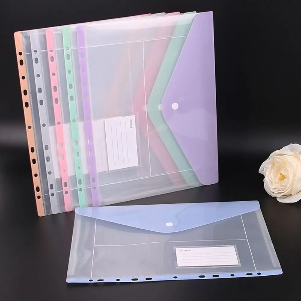 6 Buah Kantong Binder A4 yang Dapat Diperluas 11 Lubang Kantong Binder Tahan Air Kantong Berlubang Warna-warni Sederhana Amplop Uang Binder Folder File
