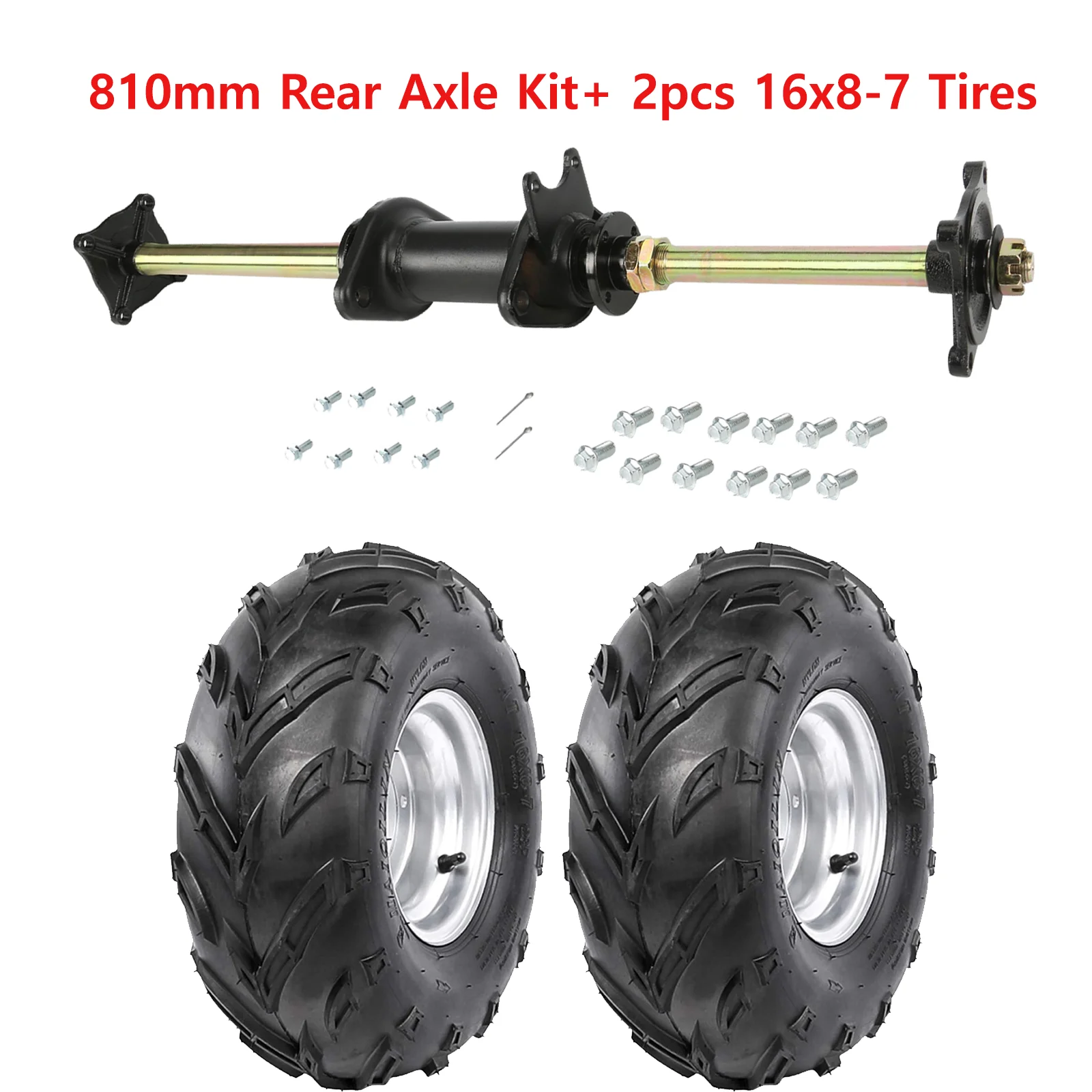 810mm Rear Axle Kit Wheel Hub+ 16x8-7 Tires & 7'' Rim for ATV Quad Go Kart Buggy 125cc 150cc 200cc