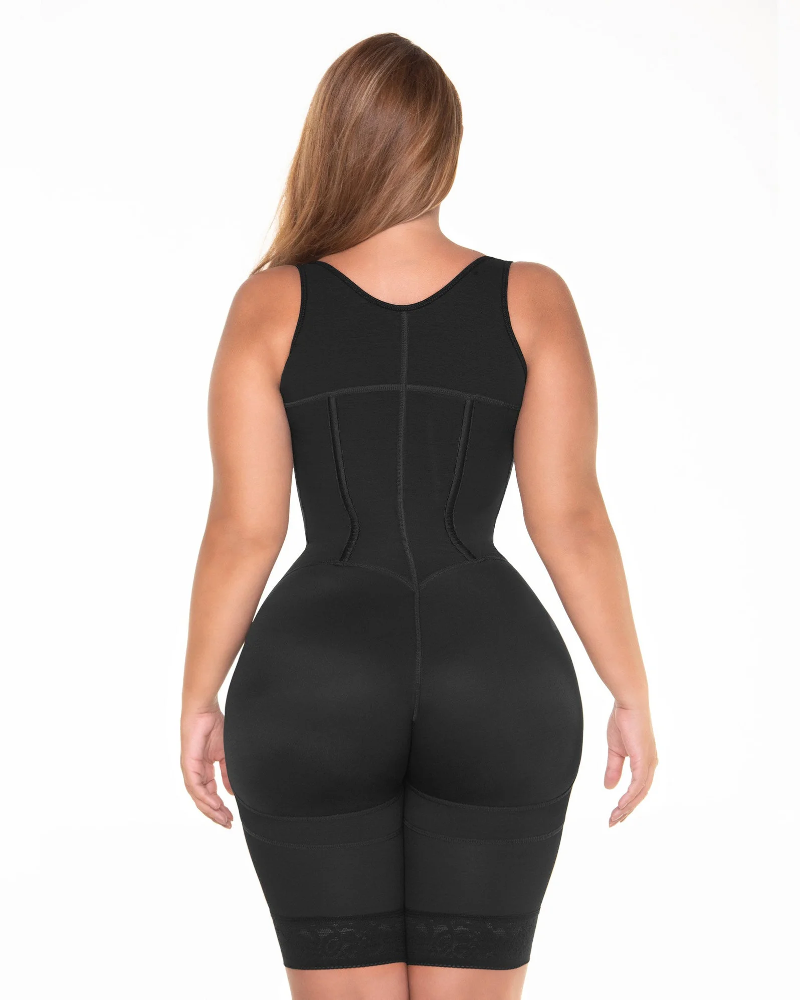 Girdle mid-thigh free breasts sleeve reinforcement front snaps front perineal zipper Free Breasts Perineal Opening Crotch