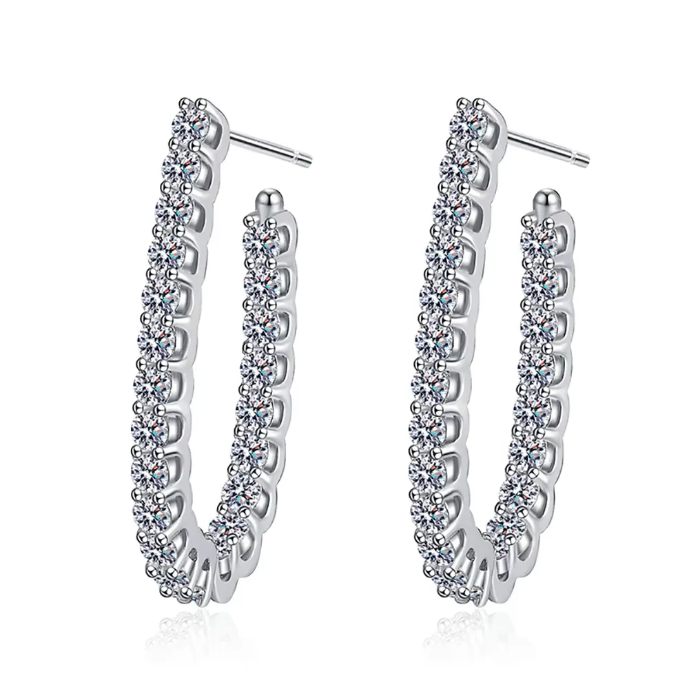 Serenity 1,76 ct D Farbe Moissanit Creolen Für Frauen Jahrestag Geschenk 100% S925 Sterling Silber Ohrstecker Edlen Schmuck