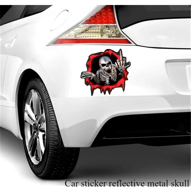 1PCS Horror 3D Skull Car Rear Windshield Stickers Auto Body Cool Styling Automobile Door Window Sunscreen Vinyl Skeleton Decals
