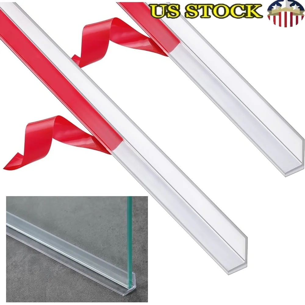 

2 Pcs Clear Vinyl L-Type Seal Strip Self Adhesive Threshold Water Dam Barrier Shower Door Seals Bathroom Protection