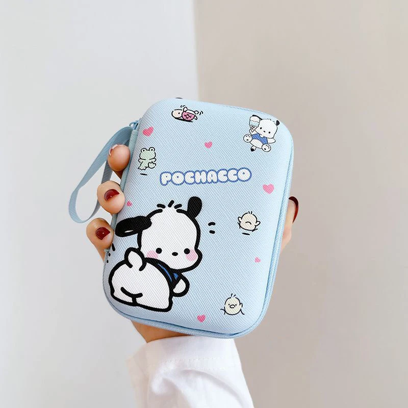 Cartoon Cute Sanrio Anime Kitty Kuromi Pochacco Earphone Case Charger Cable Coin Hard Disk Travel Portable Storage Bag Organizer