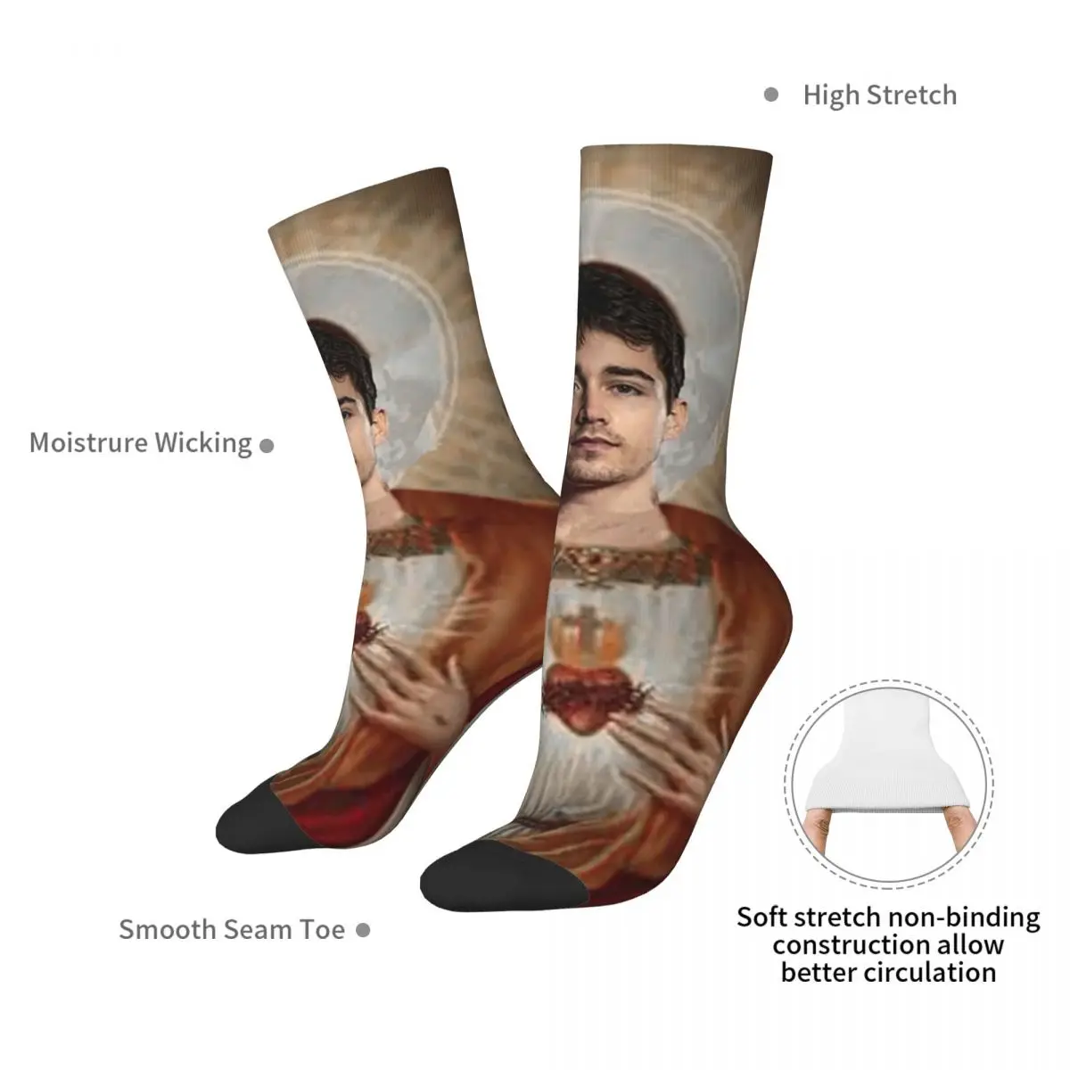 San Charles Leclerc Socks Harajuku Super Soft Stockings All Season Long Socks Accessories for Unisex Birthday Present