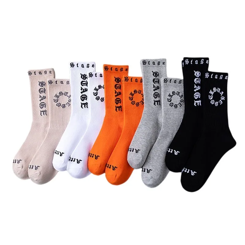 Original Socks Gothic Font Letter Printing Simple Fashion Trend INS Cool Hip Hop Style Men Women Middle Tube Socks V210