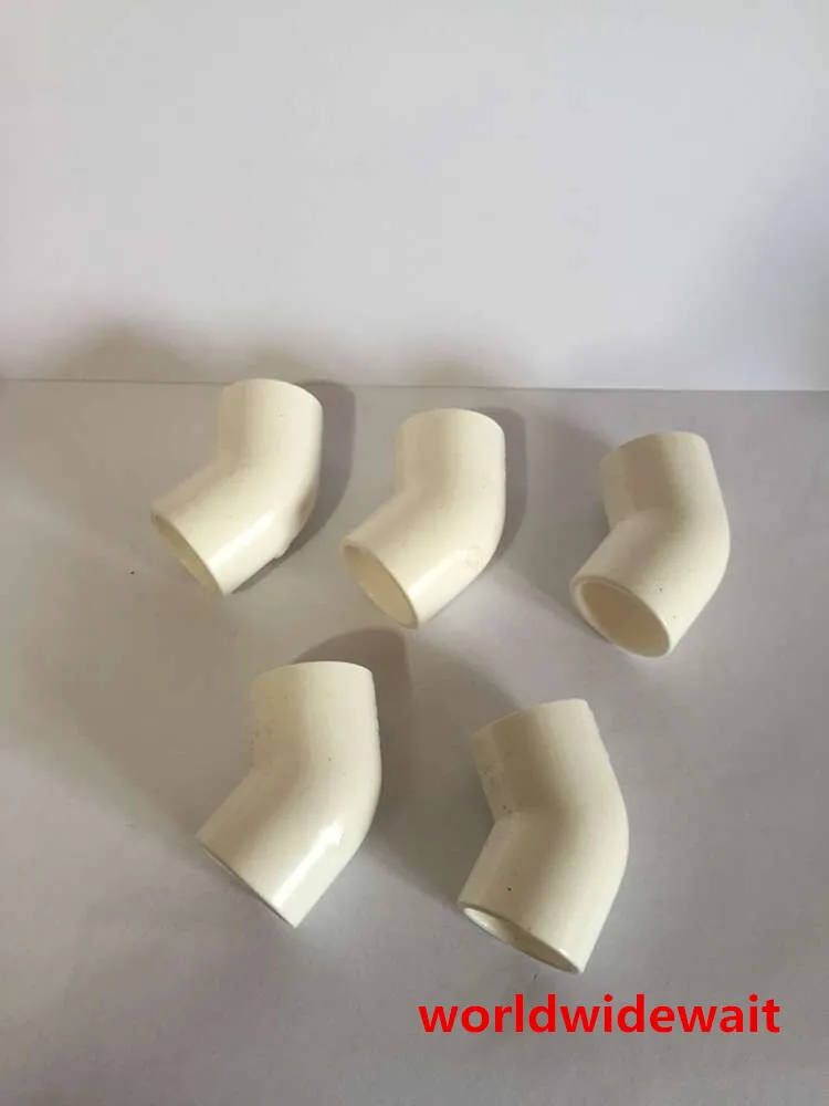 5pcs 20/25/32/40/50/63mm Inner Dia 45 Degree Elbow PVC Water Pipe Connectors Fittings White