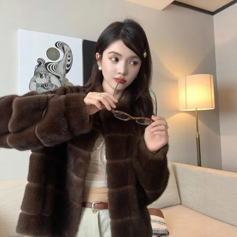 

Environmentally Friendly Mink Fur Jacket 2025 Winter New Korean Version Winter Fur Integrated Coat for Women Clothes