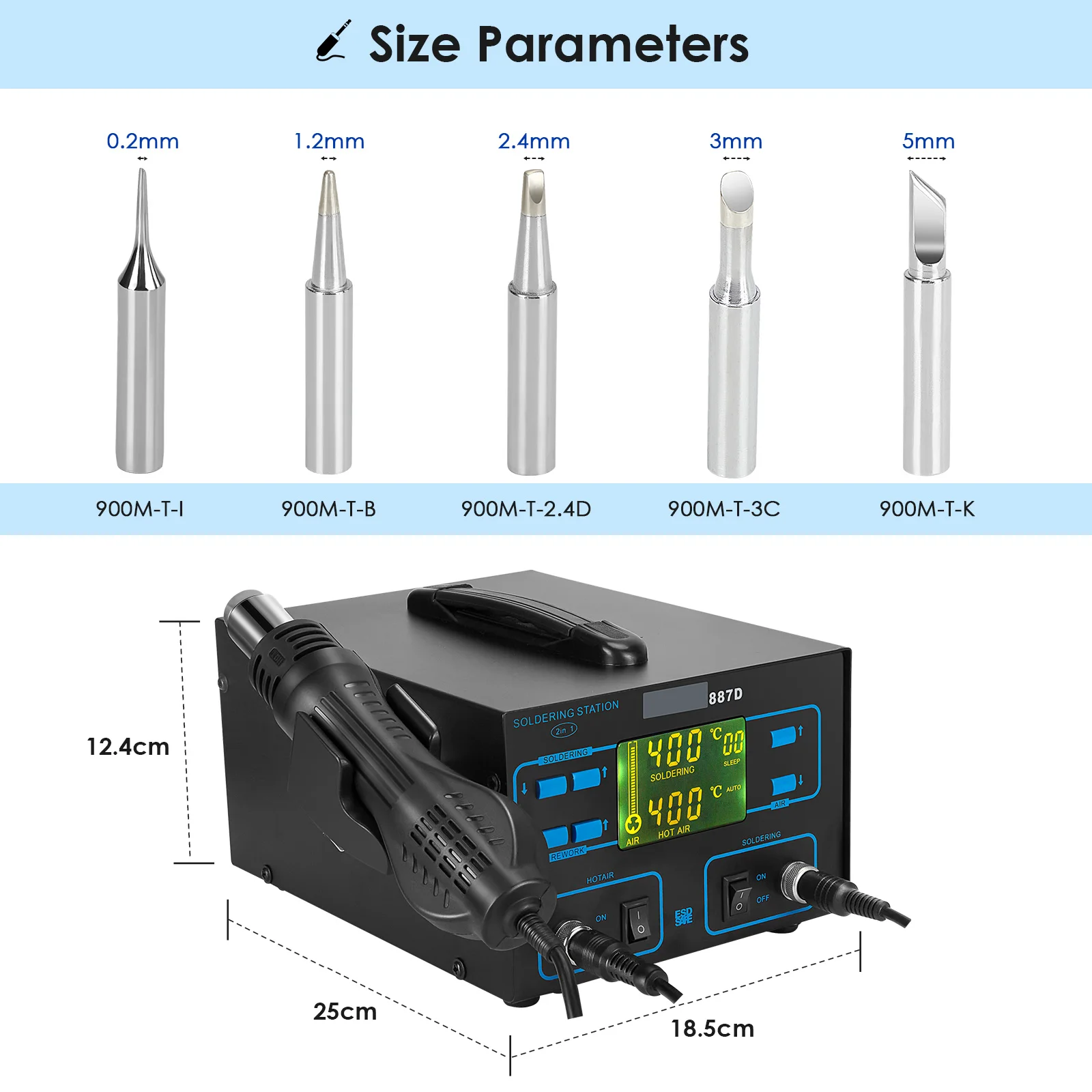 2 IN 1 750W เครื่องเชื่อมเหล็ก Hot Air อุปกรณ์เชื่อมสายไฟ DIY ดิจิตอล Rework Station ซ่อม BGA SMD บัดกรีเครื่องมือเชื่อมสถานี