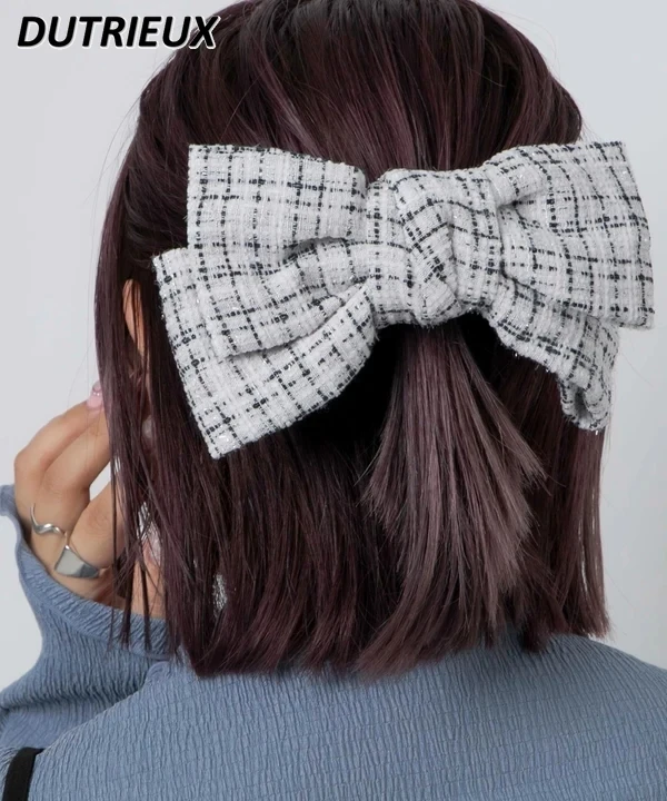 

Sweet Cute New Headwear Bowknot Woolen Butterfly Hair Pin Houndstooth Plaid Barrettes Head Clip Fashion Girl Hair Accessoires