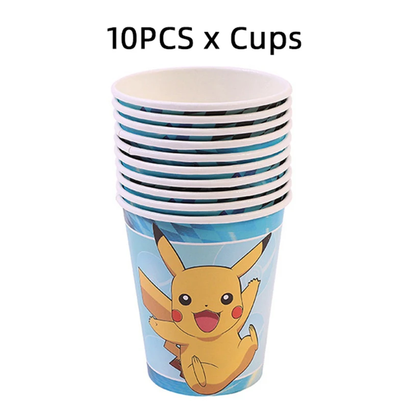 Pokemon Pikachu Theme Birthday Party Tableware Set Pokemon Party Decorations Banner Plates Balloons Kids Party Supplies Toy Gift