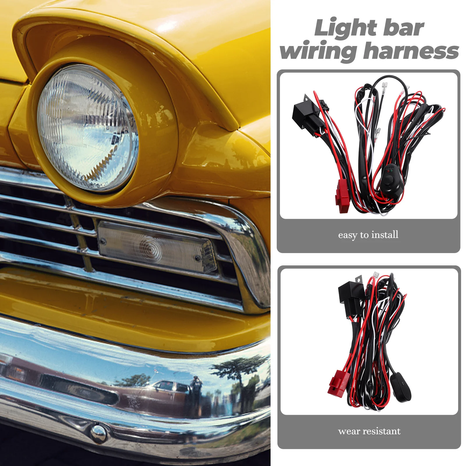 

Heavy Duty Wiring Harness Kit Car LED Light Bar Relay Fuse 40a Protection on Off Switch Easy Install Light Accessories