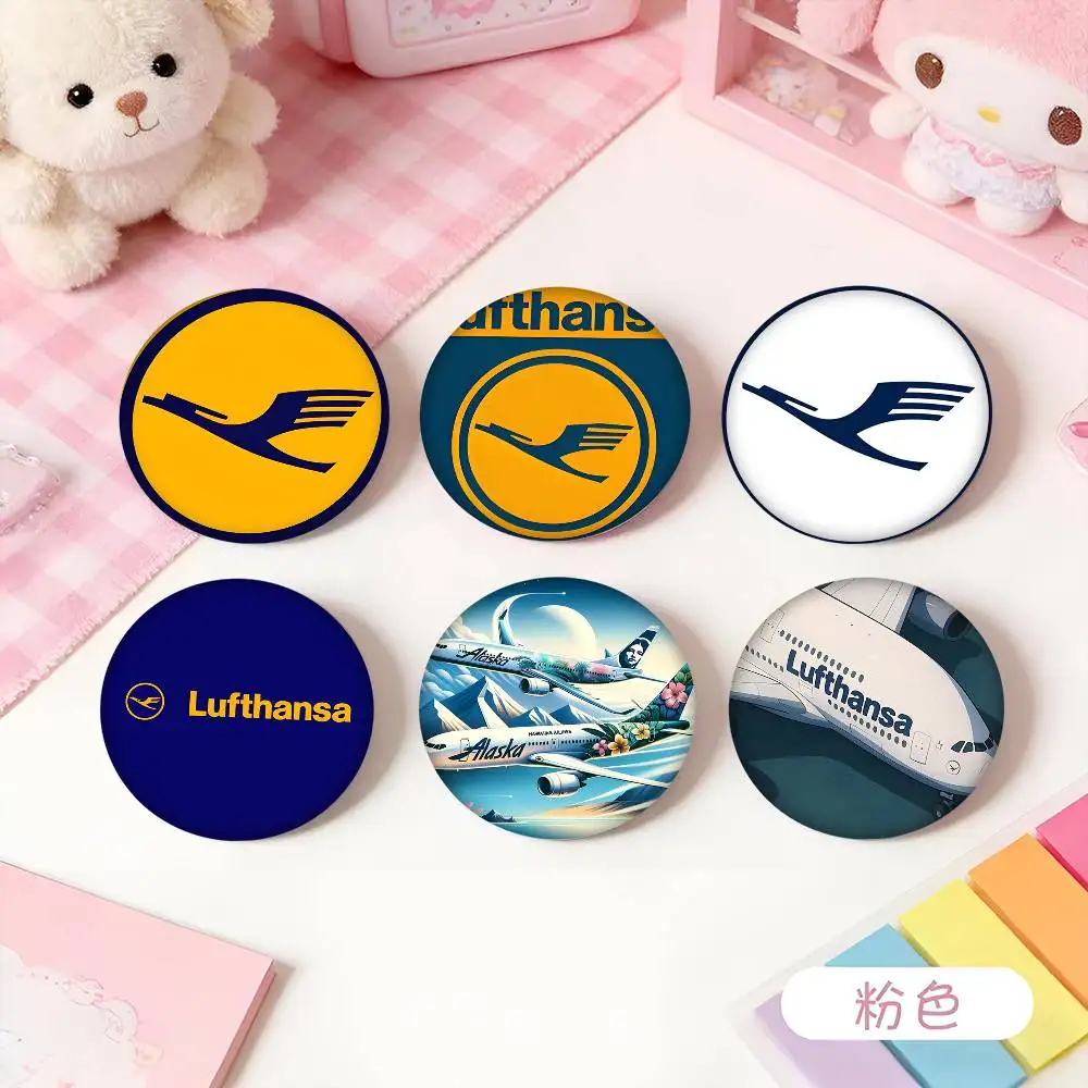 Classic Airline Lufthansa Cartoon Style Badge Brooches On Backpack Decoration Round Enamel Pins For Accessorys