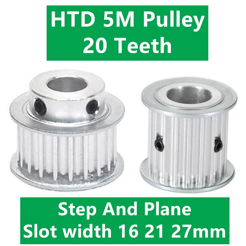 HTD 5M Pulley 20 Teeth With Bore 12,7 Keyway 5*2.3mm Motor Belt Timing Pulleys DIY,CNC/3D Printer 5M20T Slot Width 16 21 27mm