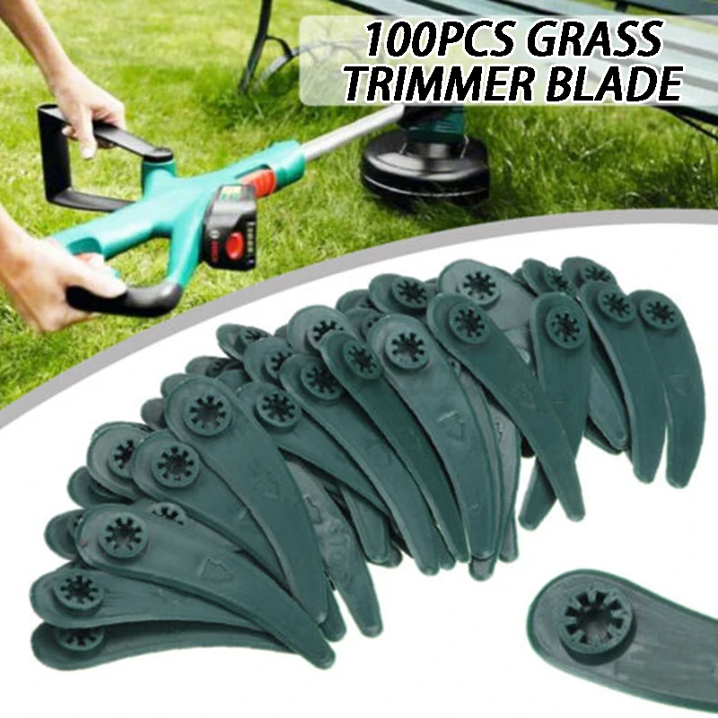 

Газонокосилка, пластиковые лезвия, аксессуары для бытовой садовой прополки, 100 шт., пластиковые лезвия для газонокосилки, подходят для BOSCH