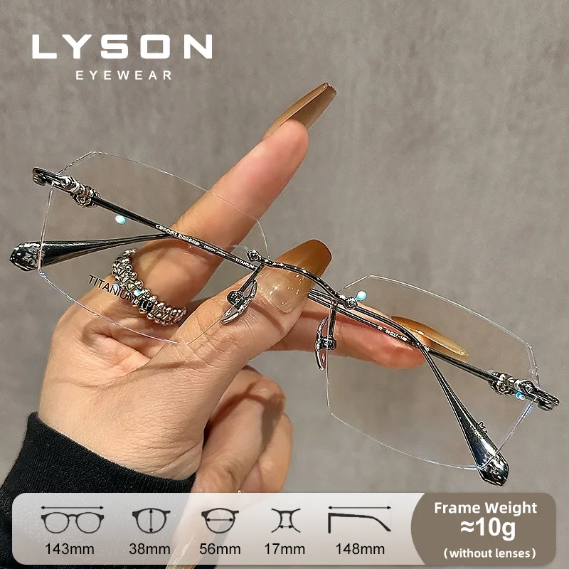 

Очки для чтения LYSON прямоугольные без оправы из титана, женские, с защитой от синего света, для коррекции близорукости, с антибликовым покрытием, для коррекции дальнозоркости
