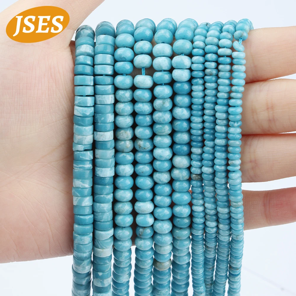 Natural Lazulite Blue Sky Stone Rondelle Beads for Jewelry Making Bracelet Necklace Earrings DIY Accessories Charms Wholesale