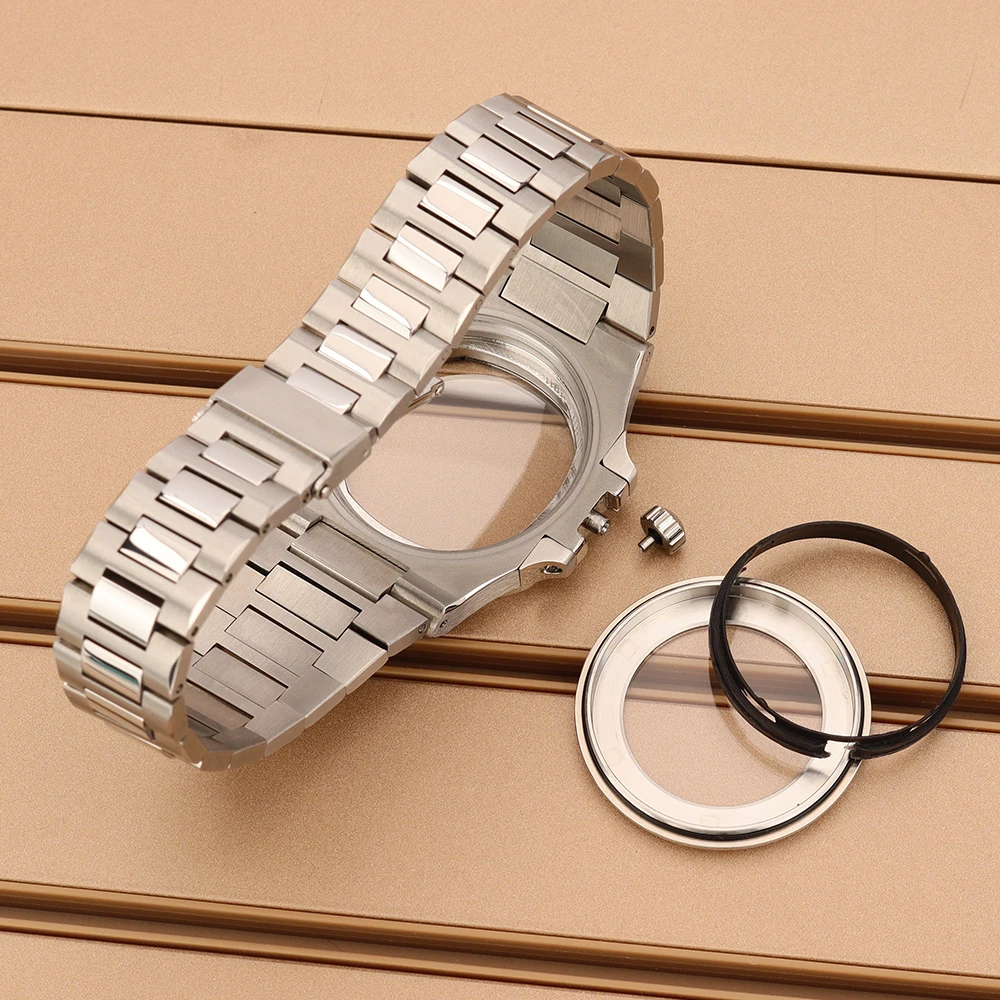 40mm 럭셔리 시계 케이스 스트랩 사파이어 글라스 방수 NH35 NH36 NH34NH38 무브먼트 개조 노틸러스 케이스 30.8mm 다이얼