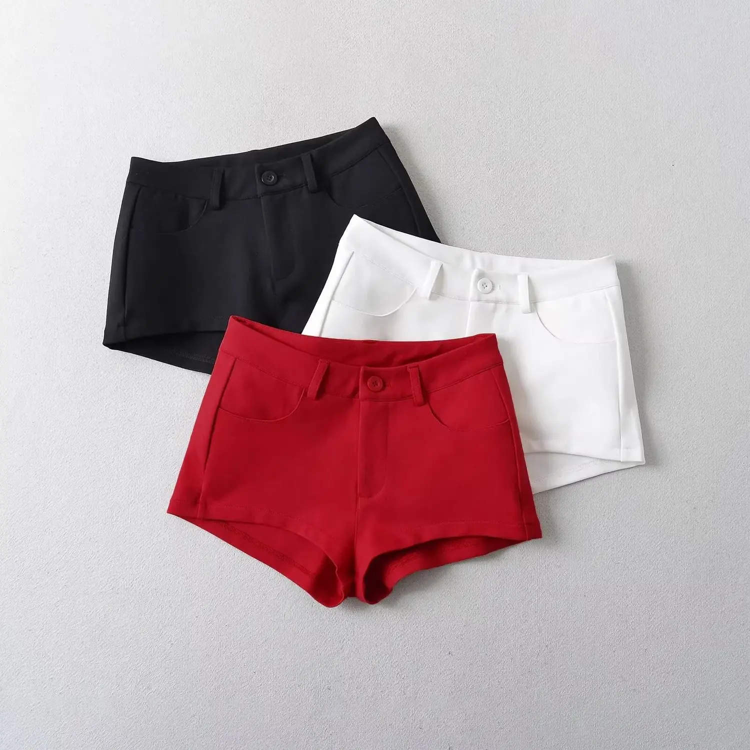 Red High Waist Casual Shorts for Women Summer New Elastic Skinny Y2k Hot Pants Shorts