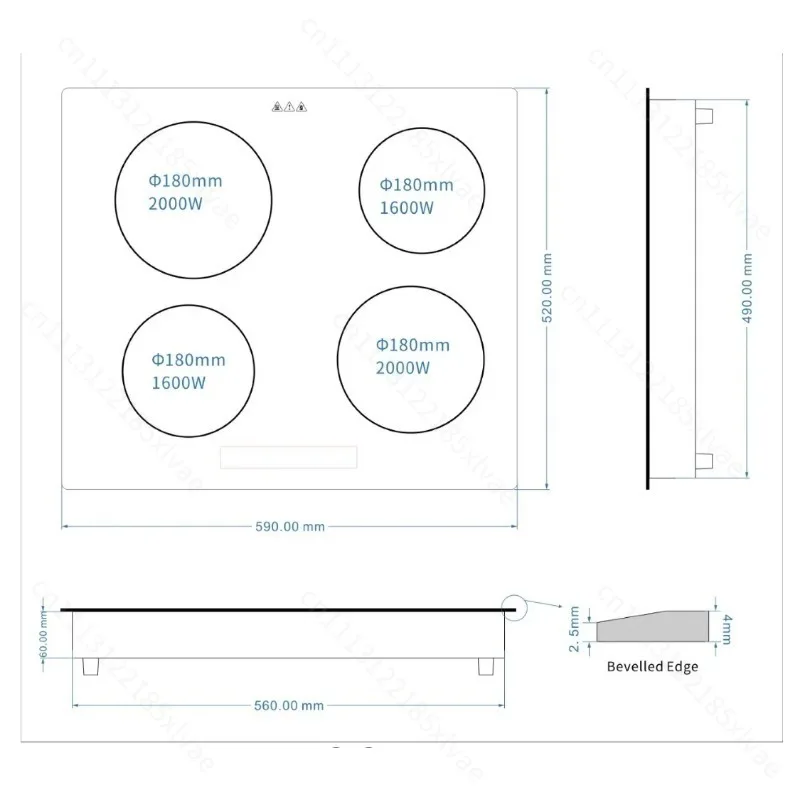 For Commercial Kitchen Built-in Induction Cooktop Undercounter Magnetic Granite Ceramic Induction Hob for Professional Cooking