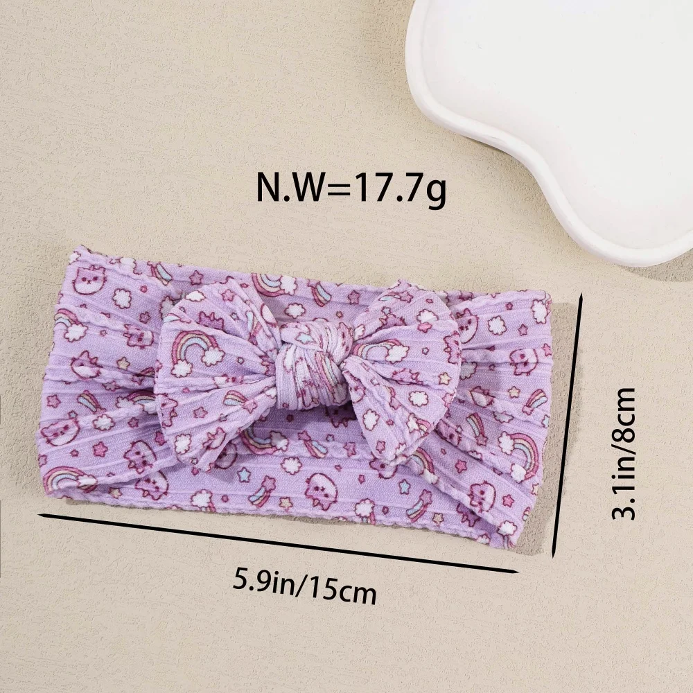 20pcs Kids Girls Cable Knit Turban Soft Headwear Colorful Rainbow Print Nylon Headband Baby Headwraps Hair Accessories Bulk