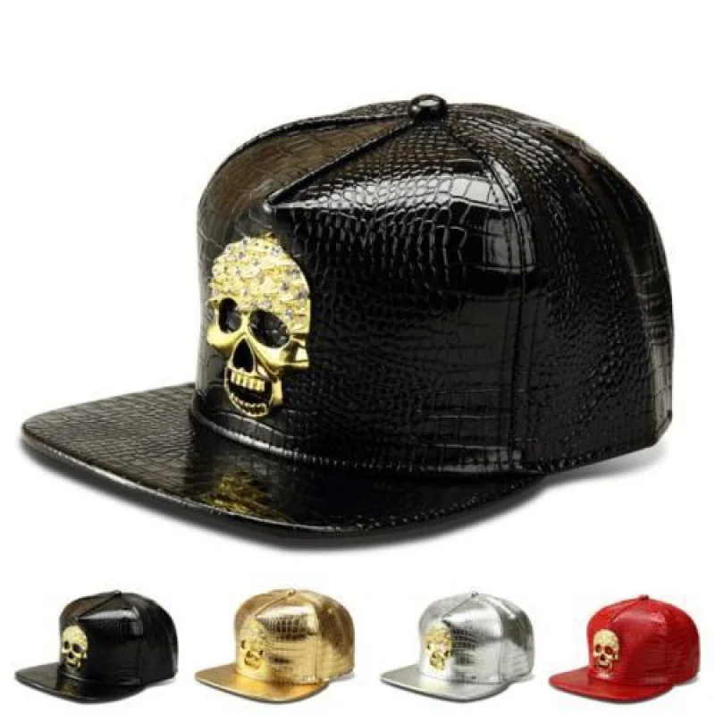 Doitbest Metal brand Men's Baseball Cap Hip Hop Cap Leather Skull European Women's Snapback hat, men, women