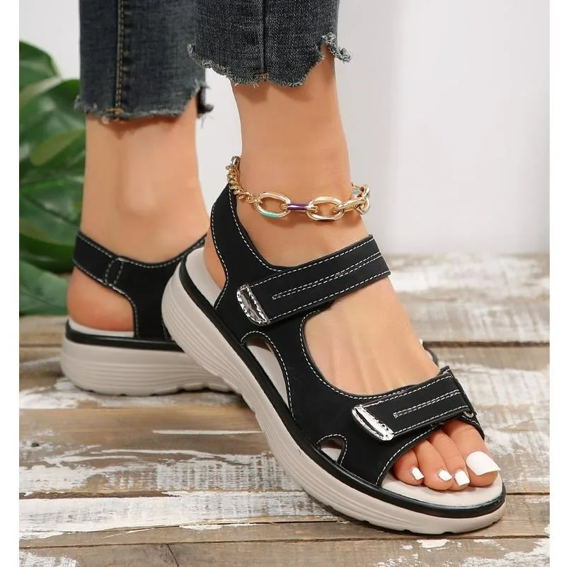 Neue elegante Damen Echt leders andalen Damen Sport Stil leichte Plus Size Hausschuhe Damen Sandalen plus Größe 43