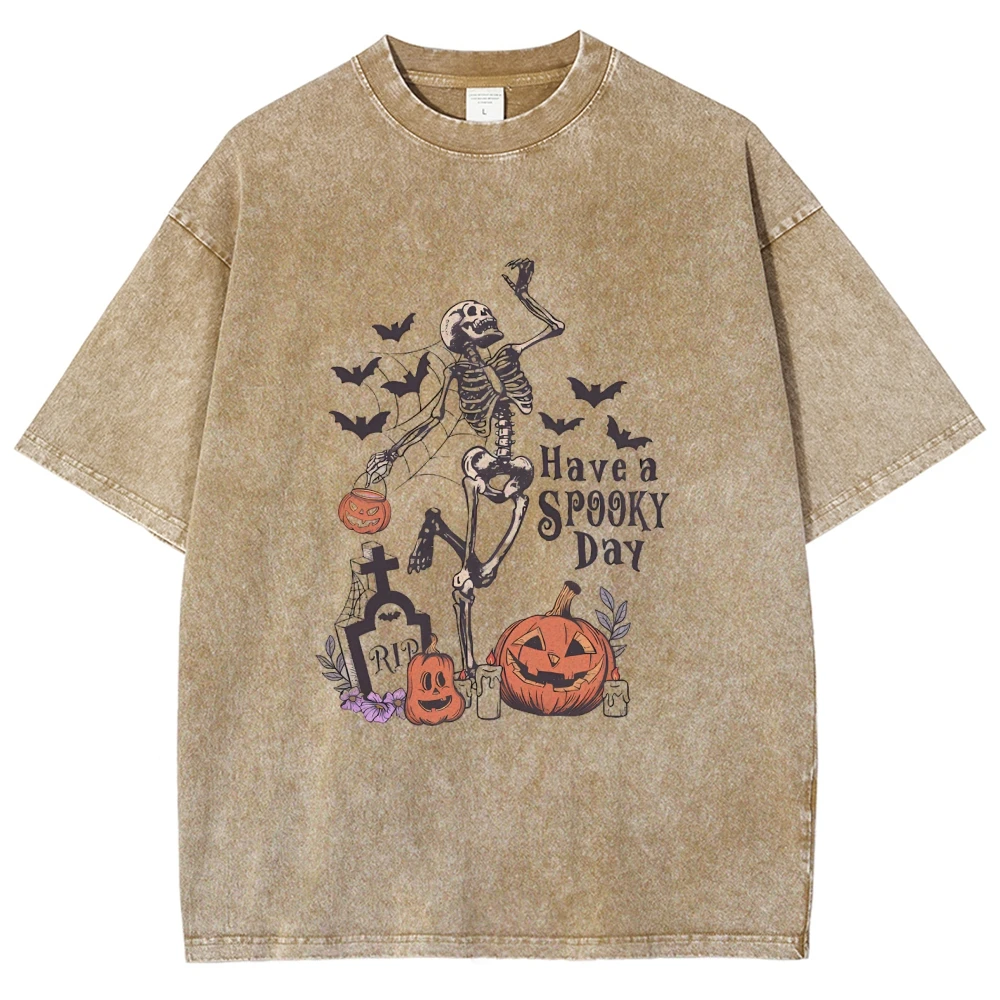 Colori comfort, Ha una maglietta da giorno spettrale, Camicia di Halloween, Maglietta da strega, Regalo per Halloween, Scheletro Autunno Halloween