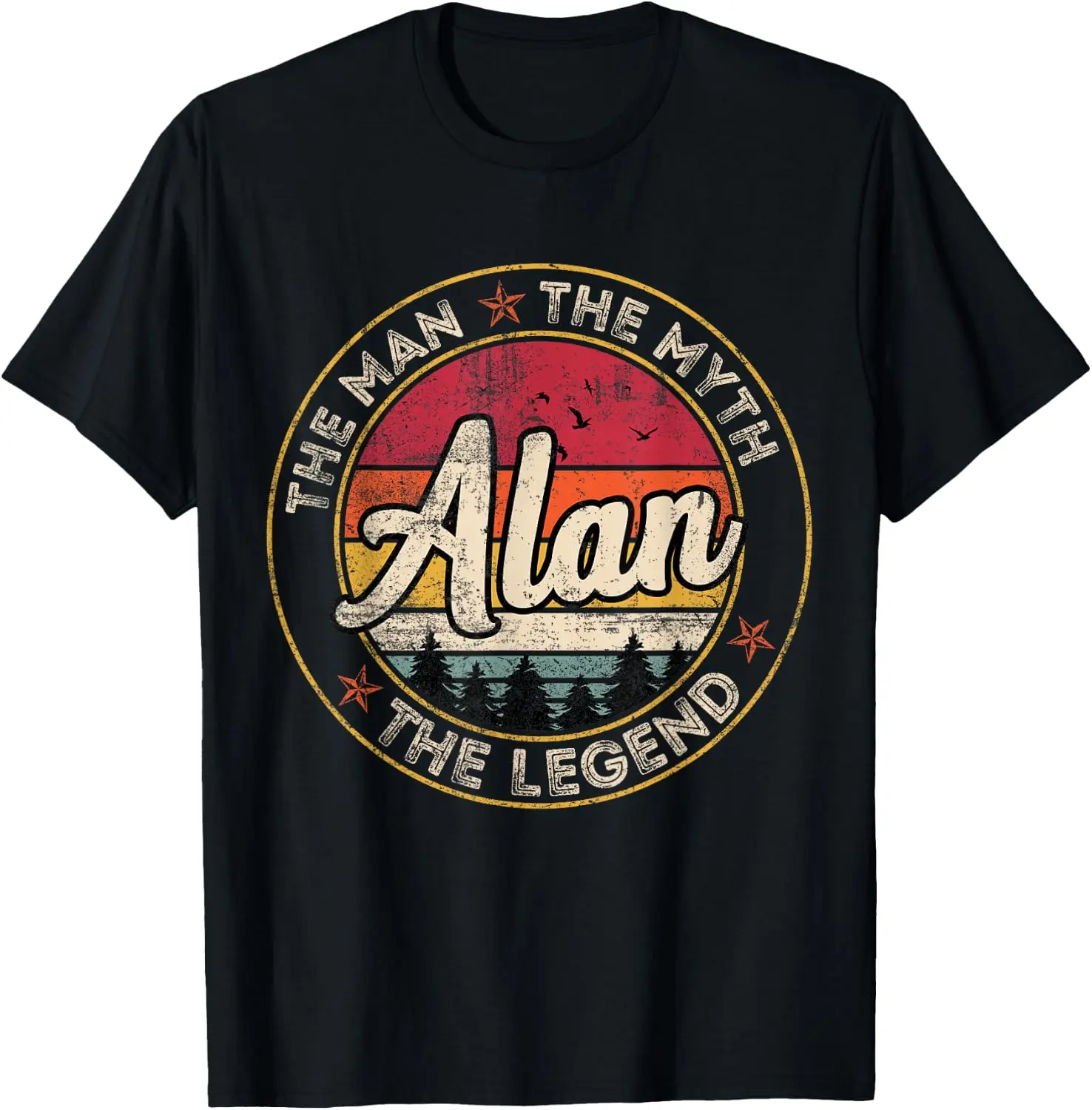 Alan Man Myth The Legend Personalized Name T-Shirt 100% Cotton Trendy Y2K Short-Sleeve Tee – Soft, Quick-Drying, &