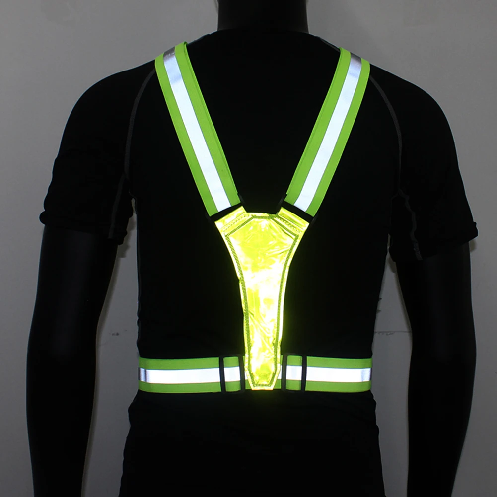 LED Reflective Vest Belt USB Rechargeable Running Vest High Visibility Security Reflective Vest for Night Running Cycling