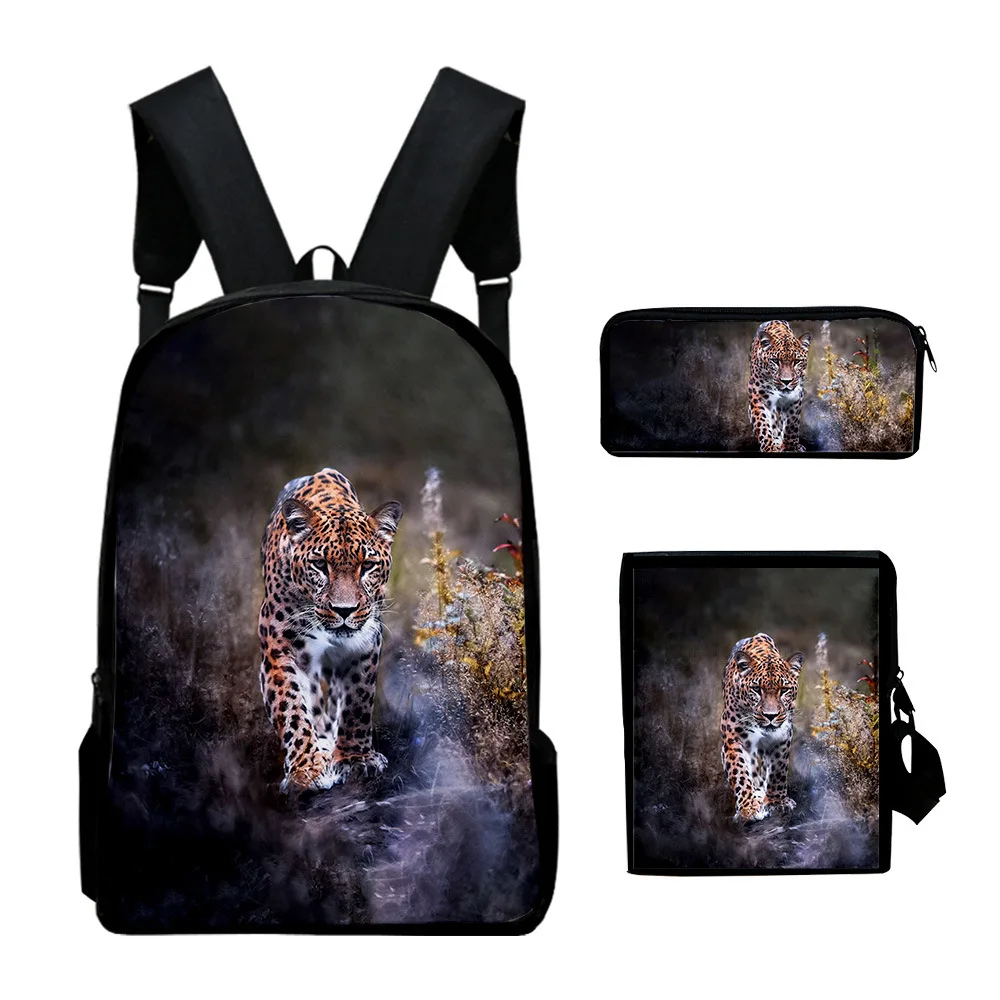 

Classic Popular Animals Leopard 3D Print 3pcs/Set pupil School Bags Laptop Daypack Backpack Inclined shoulder bag Pencil Case