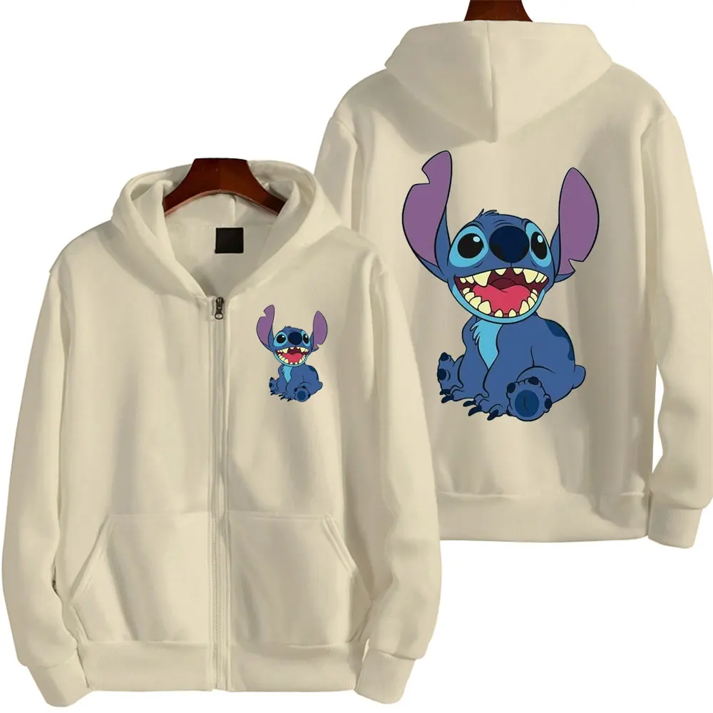 Lilo&Stitch Zipper Hoodie Printed Solid Color Oversized Clothing 2024 New Casual Best selling Hoodie