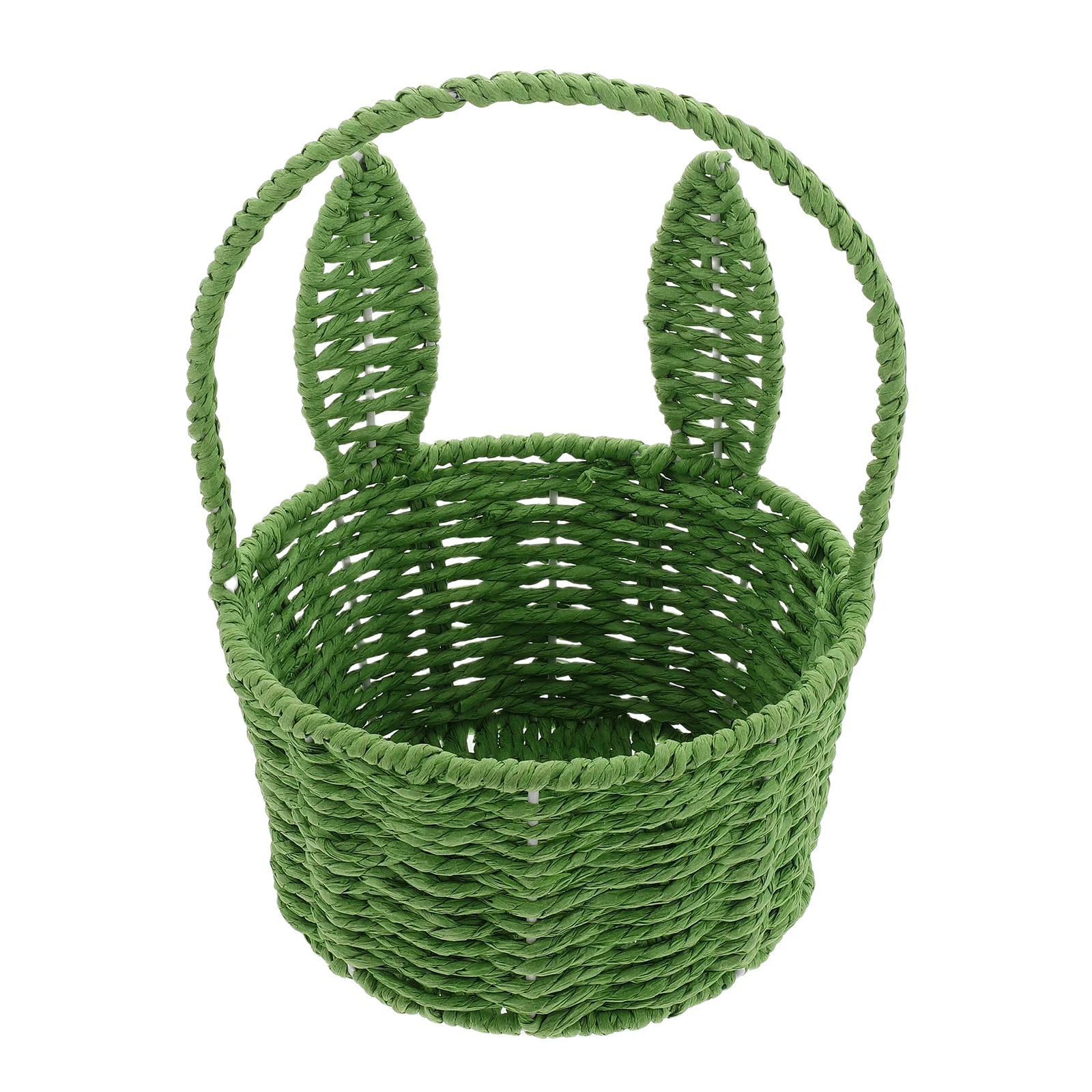 

Woven Flower Basket Rabbit Ears Rope Kids Easter Bunny Candy Bowl Storage Solution Picnic Rattan Fruit