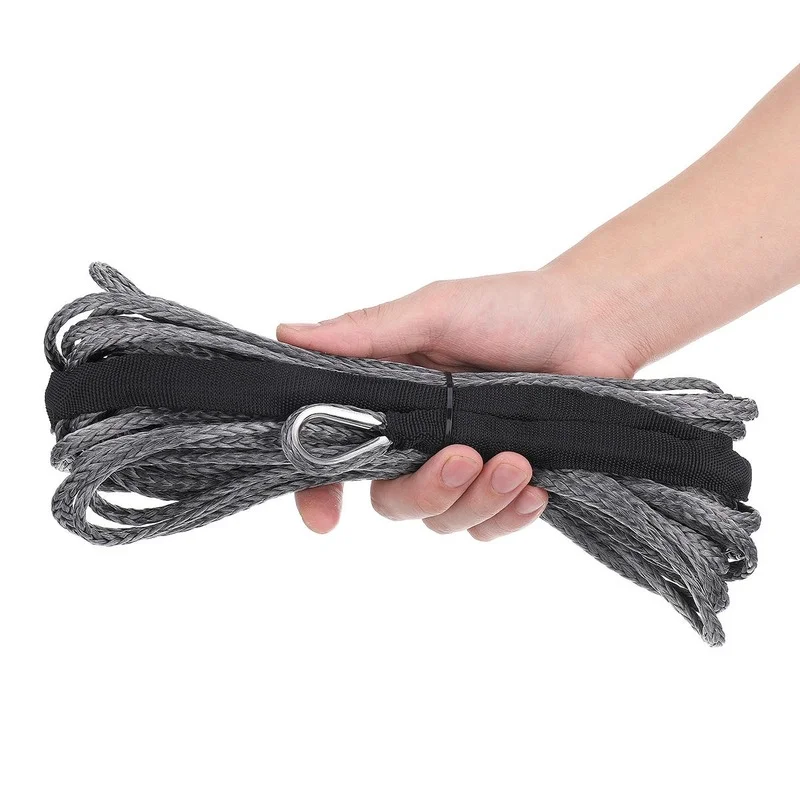 1/4''x50' Truck Boat Emergency Replacement Car Outdoor Accessories Synthetic Winch Rope Cable ATV UTV 7700lbs Towing Rope