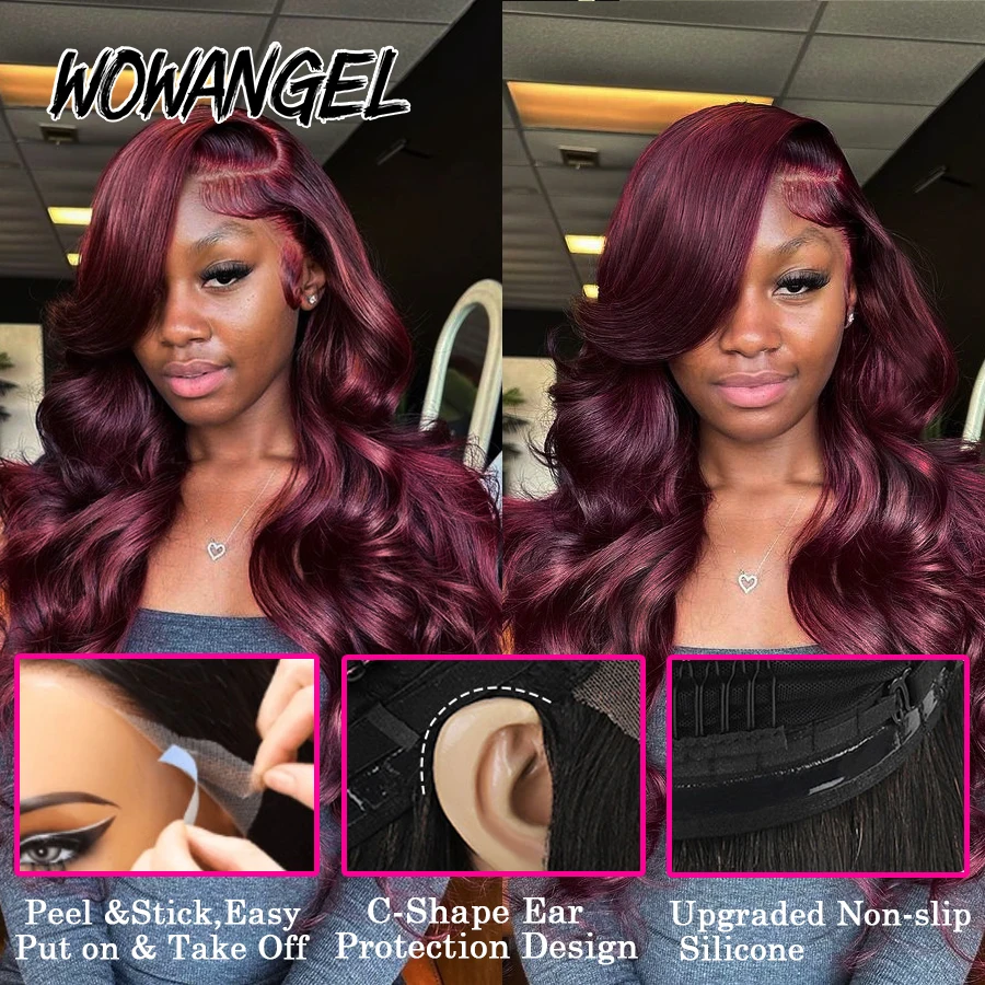 Pre Everything 13x6 HD Lace Front Wig 99J Burgundy Glueless Pre Cut Lace Body Wave Wigs Human Hair Wigs Brazilian Hair For Women