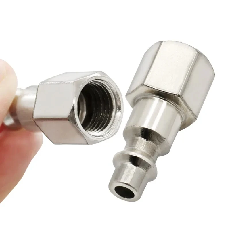 Herramientas neumáticas de cobre y niquelado, pistola de aire, bomba de aire, compresor de aire, conector rápido autoblocante tipo C, 1/4NPT, 5 piezas