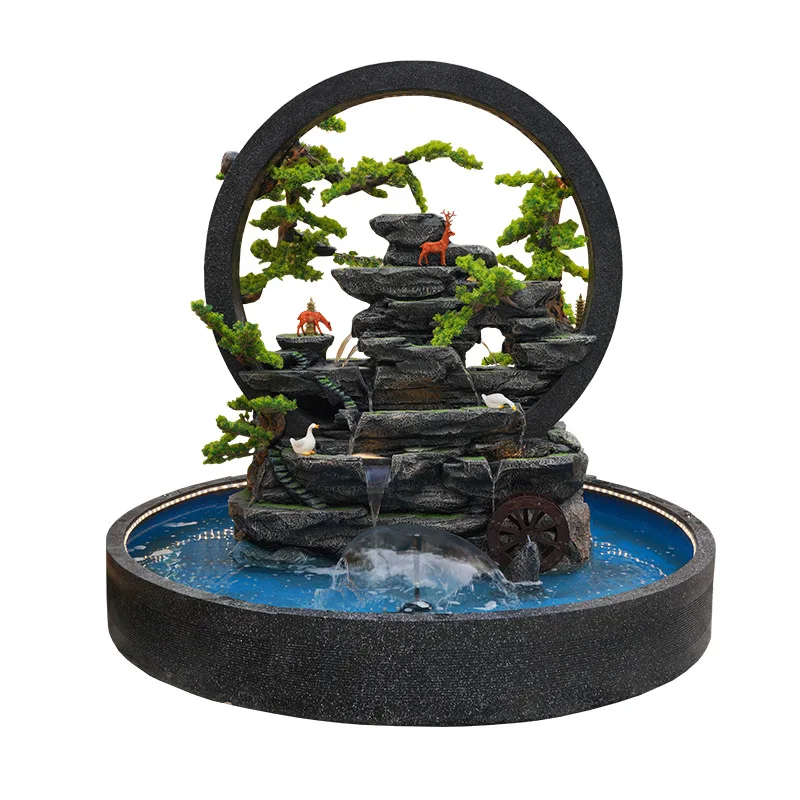 Outdoor Double-Sided Rockery Water Fountain Courtyard Fish Pond Feature Ornament