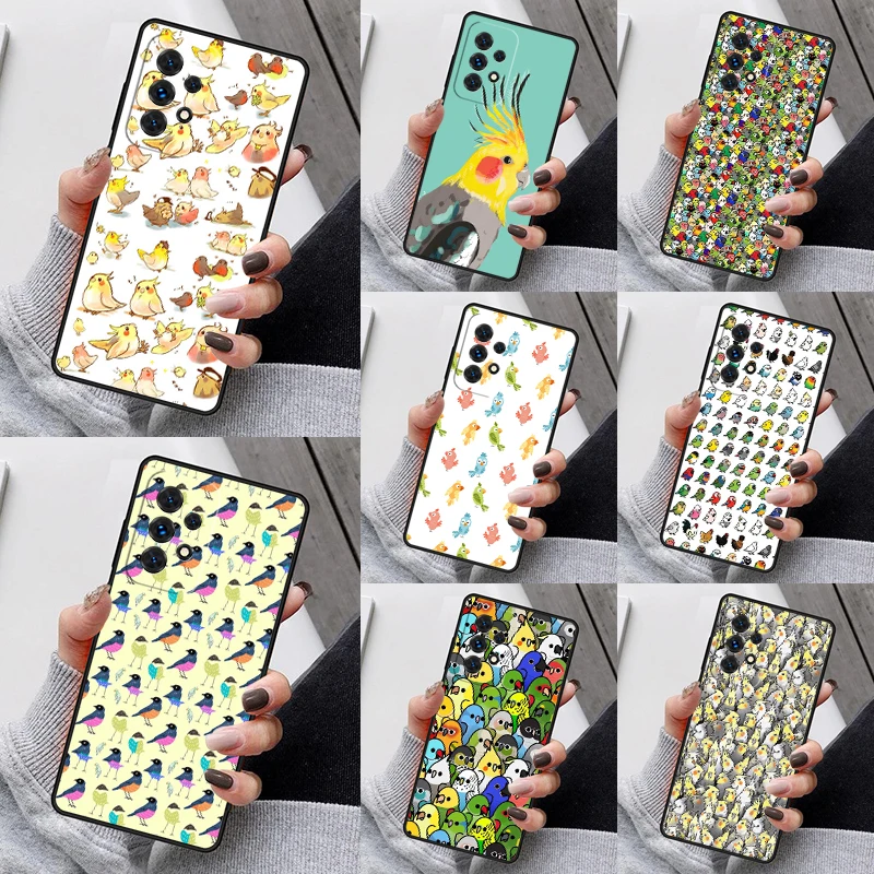 Parrot Birds Cockatiel Phone Case For Samsung Galaxy S23 S21 S20 FE S24 S22 Ultra Note20 S10 S9 S8 Plus A40 A52 A12 A13 A53