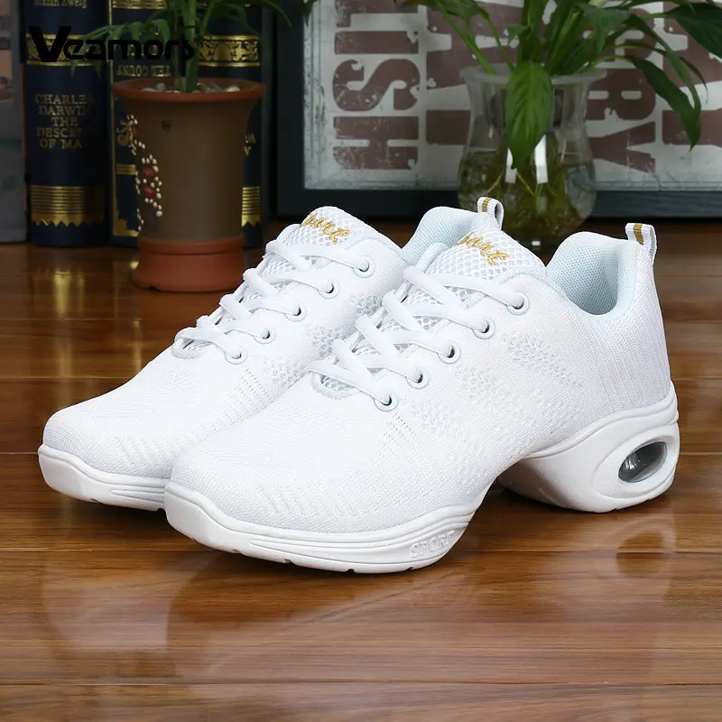 Women Dance Shoes Jazz Ballroom Dancing Comfortable Lady PU Soft Outsole Training Breathable Modern Tango Dance Sneakers